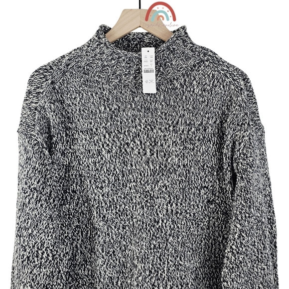 New! J. Crew Marled 2025 Rollneck Sweater in Black Carbon Ivory - Picture 6 of 12